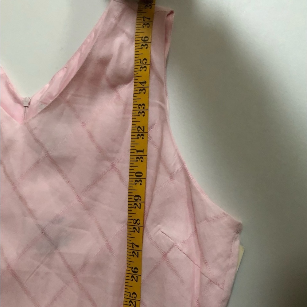 Sherry Taylor size XL pink v-neck sleeveless dress linen like bias cut - Picture 9 of 10